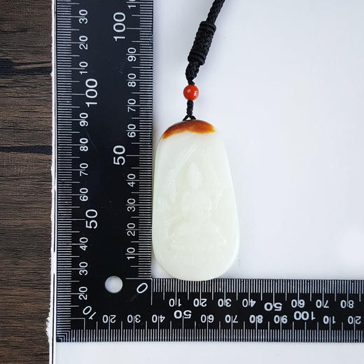 【天然正品】天然新疆料细腻油润度佳黄铭玉雕千手观音平安无事牌和田玉吊坠项链64.7*35.3*14.1MM（皆取最大值）090126NJT45 商品图4