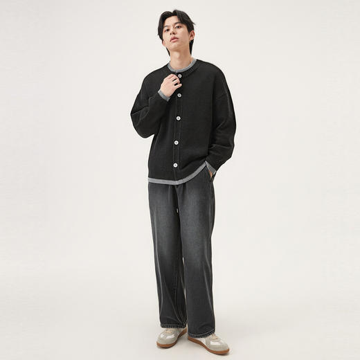 gxg.jeans男装 含羊毛假两件宽松开襟毛衣线衫外套男 25秋热卖 商品图2