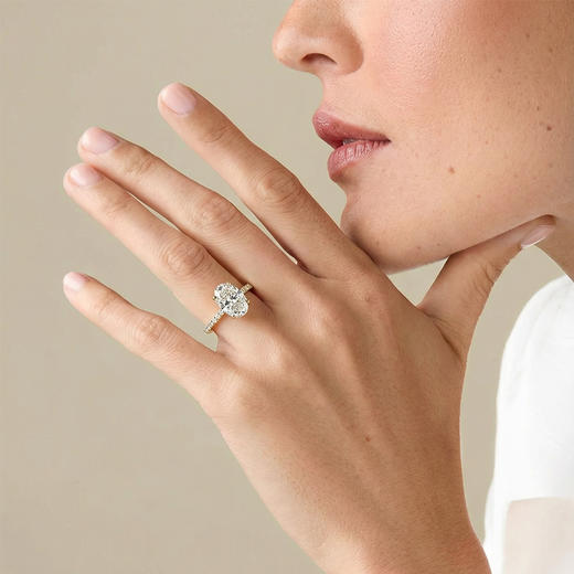 ShiningHouse[培育] 18k金钻石戒指 椭圆形3克拉钻人工真钻人造钻石K金戒指时尚钻石戒指悦己送礼臻选【此商品不支持7天无理由退货退款】预计3日发货 商品图4