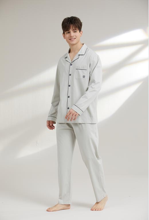 【7.5折新品体验】【秀黛】男翻领长袖套装/女翻领纯色长袖套装男/女春秋家居服睡衣【有M码】W1550006TW1551011T【门店同款】 商品图4