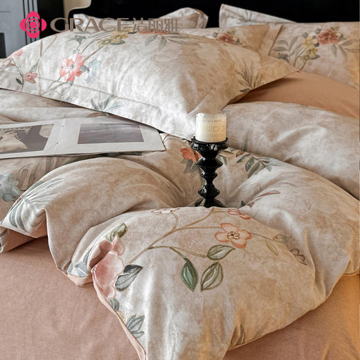 洁丽雅（Grace)青瓷韵.全棉轻奢美拉德系磨毛四件套JLY25803 商品图3