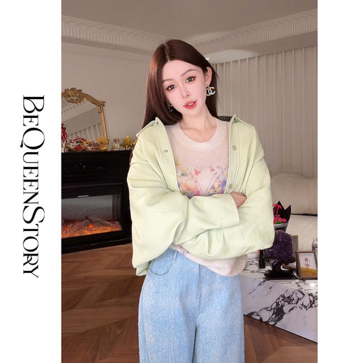 【孤品样衣，不退不换】【松弛牛油果】轻奢时尚高级100绵羊皮经典翻领插肩短款皮衣 商品图2