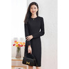 米思阳2025冬季 内里亲肤一体绒 小黑裙通勤优雅气质修身显瘦连衣裙女4957/5159 商品缩略图1