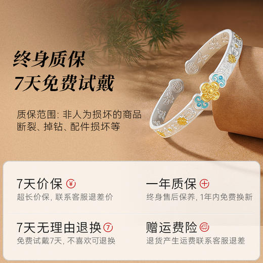Winy 足银 999 彩韵如意手镯 珐琅描金工艺 气质百搭开口镯 送妈妈长辈生日节日好礼 商品图6