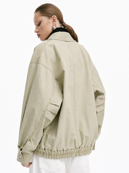 TR她热 打猎装 卡其色水洗做旧斜纹棉复古宽松工装翻领夹克外套 商品图1