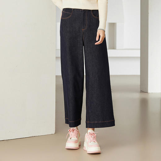 乔万尼宽松复古感原色显瘦百搭直筒裤EM4F598 商品图3