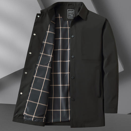 【DWN】大依优型大码男装翻领中长款风衣加肥加大码休闲百搭翻领风衣外套 商品图2