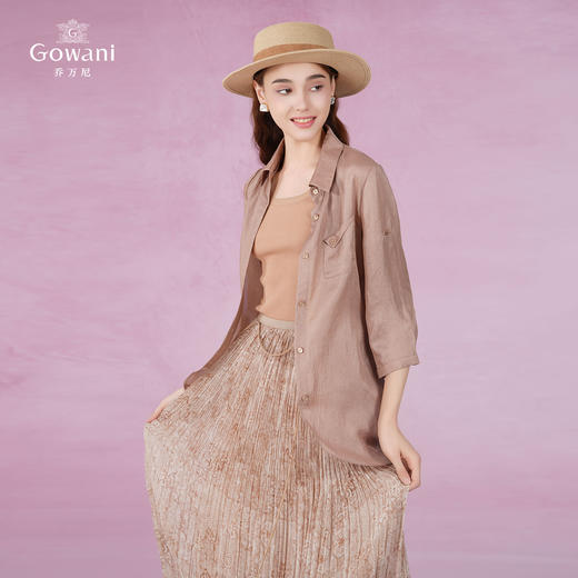 乔万尼舒适轻薄飘逸感收腰衬衫EM2C736 商品图2