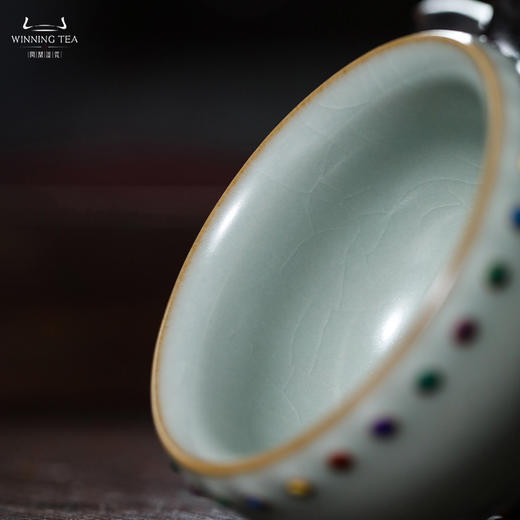 问鼎汝瓷鼎峰系列天青鼠首七宝战鼓杯 商品图3