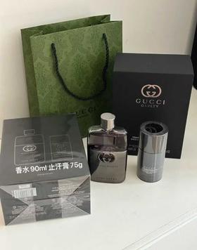 Gucci罪爱男士淡香水套盒90ml+75g香膏木质香水送礼