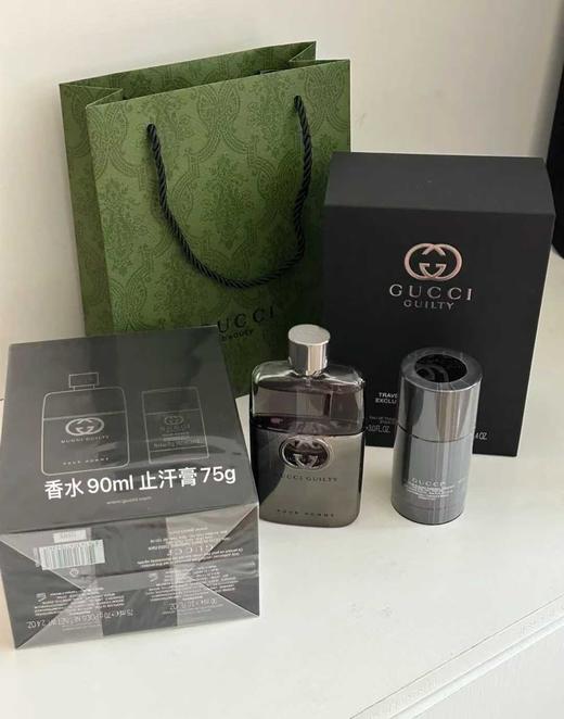 Gucci罪爱男士淡香水套盒90ml+75g香膏木质香水送礼 商品图0