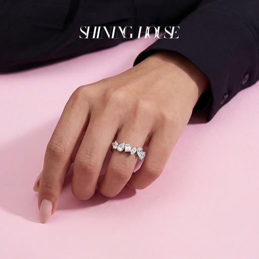 ShiningHouse[培育] 18k金钻石戒指 椭圆形水滴形1克拉钻人工真钻人造钻石K金戒指排钻戒指时尚钻石戒指悦己送礼臻选【此商品不支持7天无理由退货退款】预计3日发货 商品图4