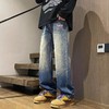 F012838渐变复古做旧元素工装水洗牛仔裤直筒裤 商品缩略图0
