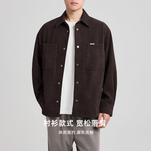 墨麦客男装美式绒感压绉休闲夹克男2025秋季新款衬衫式微阔外套男 商品图1