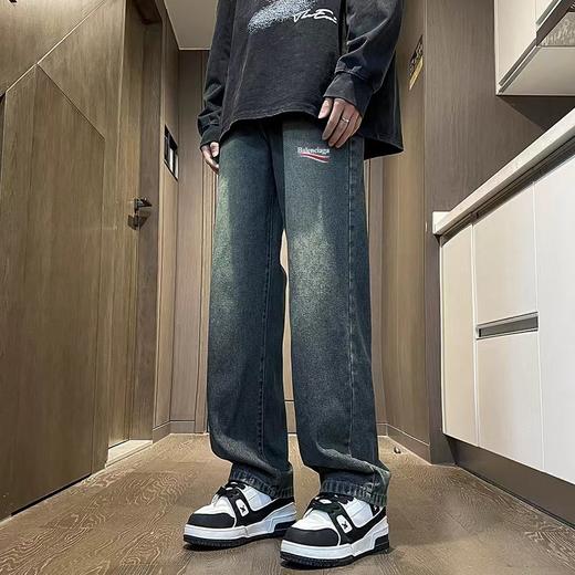 F012838渐变复古做旧元素工装水洗牛仔裤直筒裤 商品图4