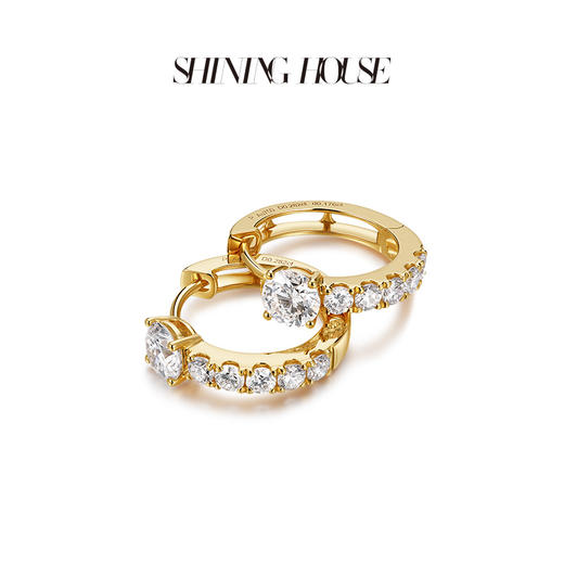 【预售】ShiningHouse[培育] 18k金钻石耳饰 圆钻形人工真钻人造钻石K金耳圈排钻耳环时尚钻石耳饰耳环悦己送礼臻选【此商品不支持7天无理由退货退款】预计3日发货 商品图2