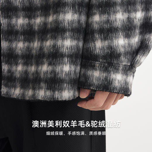 墨麦客男装2025年冬季格纹撞色翻领毛呢夹克男双面穿毛呢大衣外套 商品图3