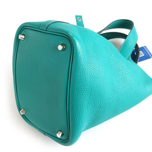 【95新】Hermes爱马仕孔雀绿银扣菜篮子Picotin 18手提包女士240126NJS06 商品图9