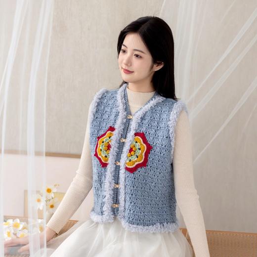 苏苏姐家岁华盘扣马甲手工diy编织钩针莫兰迪8毛线团亲子材料包 商品图1