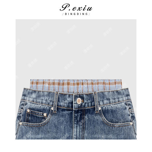 04-1潘依绣丁丁宠粉设计感双腰头牛仔半身裙Q5676 商品图2