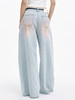 TR她热 赛博甜心 浅蓝色炫彩水洗复古显瘦休闲宽松阔腿牛仔裤长裤 商品缩略图1
