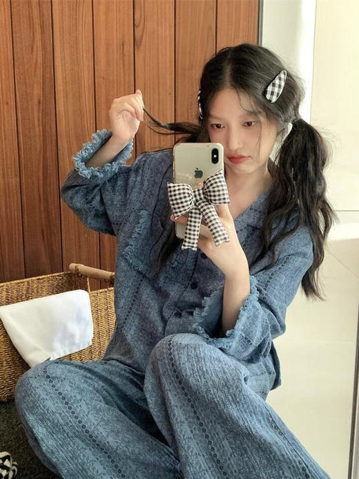 爆仓7天内发 【自带胸垫】LANSHU岚束·南法假日纯棉胸垫款流苏家居服/睡衣套装 商品图3