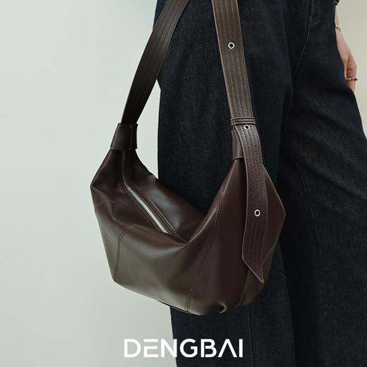 登白DENGBAI 羊皮牛角包新款饺子包斜挎女包头层羊皮 商品图1