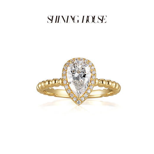 ShiningHouse[培育] 18k金钻石戒指女 水滴形1克拉钻人工真钻人造钻石K金戒指女悦己送礼优选【此商品不支持7天无理由退货退款】预计3日发货 商品图1