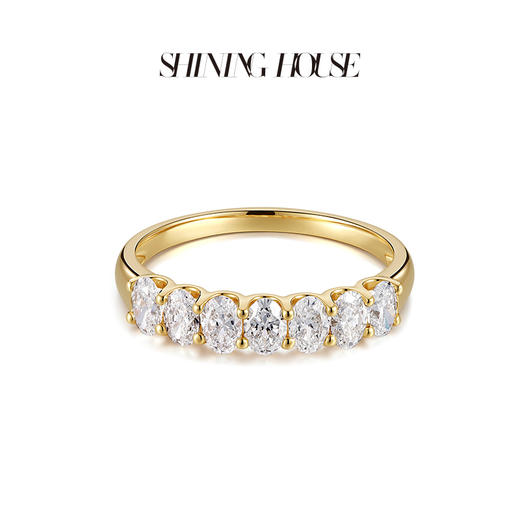 ShiningHouse[培育] 18k金钻石戒指 椭圆形人工真钻人造钻石K金戒指排钻戒指时尚钻石戒指悦己送礼臻选【此商品不支持7天无理由退货退款】预计3日发货 商品图1