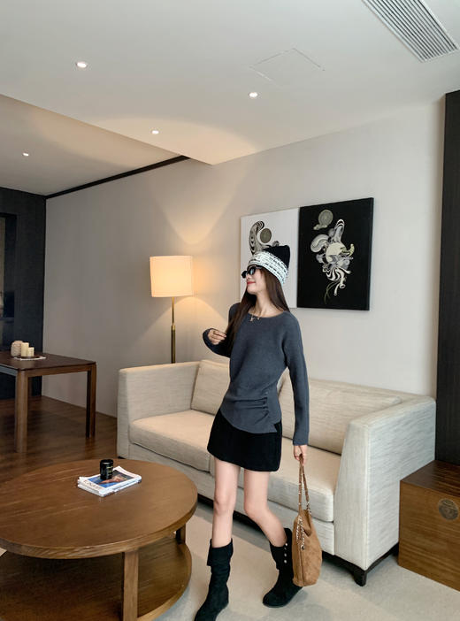 <曾小咸推荐>2.7现货秒杀 ！微信超特价！2色韩系收腰长袖针织衫 日常129.99 立减50 秒杀79.99！！ 商品图7