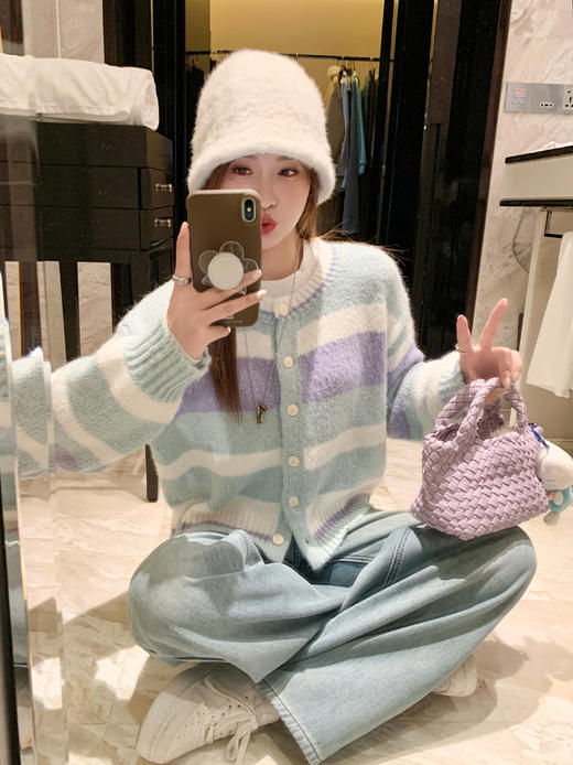 <曾小咸推荐>现货秒杀 ！微信超特价！彩色条纹针织开衫 日常209.99 立减120 秒杀89.99！！ 商品图5