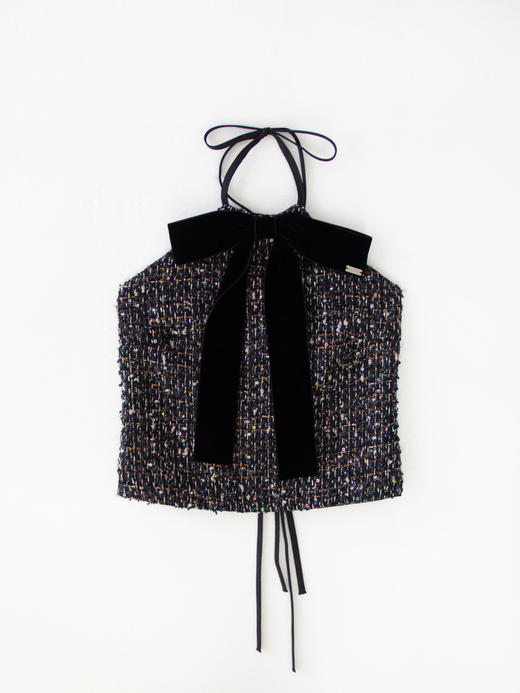 Kaiy Xiao 假面舞会 粗花呢蝴蝶结 吊带上衣 商品图8