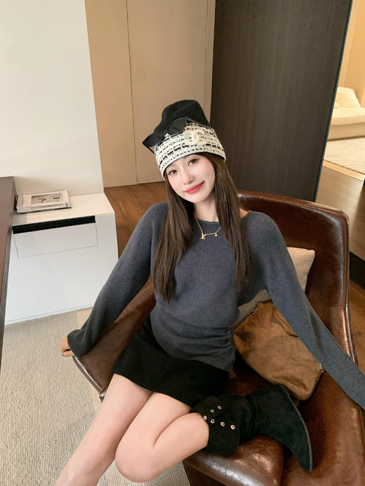 <曾小咸推荐>2.7现货秒杀 ！微信超特价！2色韩系收腰长袖针织衫 日常129.99 立减50 秒杀79.99！！ 商品图8