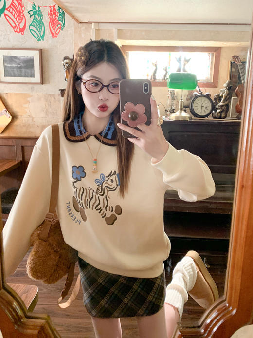 <曾小咸推荐> 2.5 现货秒杀 ！微信超特价！小马印花撞色翻领卫衣 日常209.99 立减120 秒杀89.99！！ 商品图9