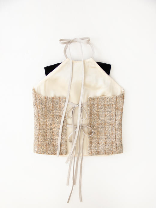 Kaiy Xiao 假面舞会 粗花呢蝴蝶结 吊带上衣 商品图6