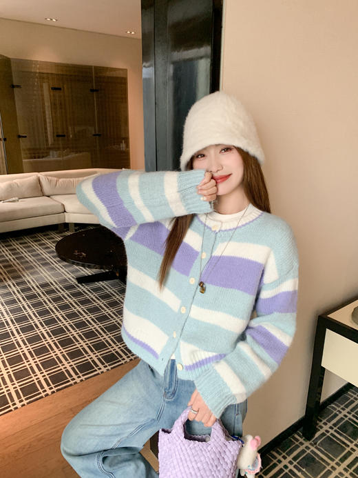 <曾小咸推荐>现货秒杀 ！微信超特价！彩色条纹针织开衫 日常209.99 立减120 秒杀89.99！！ 商品图8