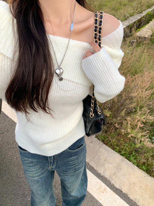 <曾小咸推荐>2.6 现货秒杀 ！微信超特价！3色一字肩针织衫 日常139.99 立减60 秒杀79.99！！ 商品图12