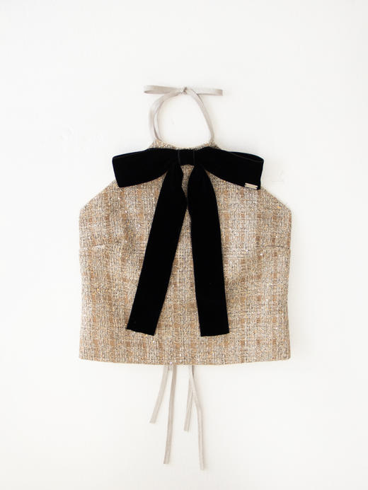 Kaiy Xiao 假面舞会 粗花呢蝴蝶结 吊带上衣 商品图5