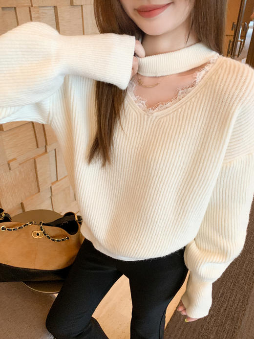 <曾小咸推荐>2.9现货秒杀 ！微信超特价！韩系挂脖v领毛衣 日常179.99 立减90 秒杀89.99！！ 商品图6