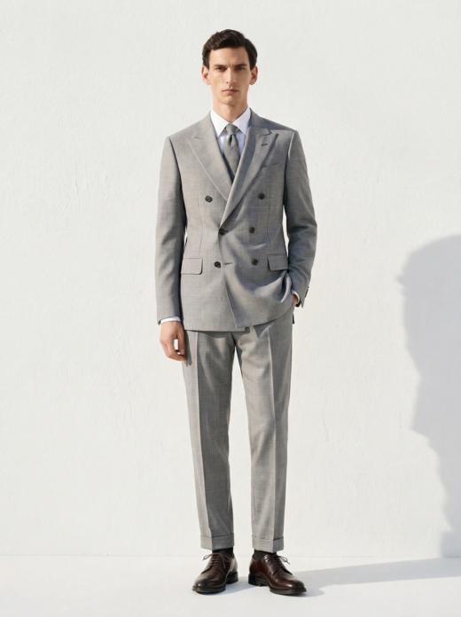 「40款可选」杰尼亚 Cloth Ermenegildo Zegna TROFEO 全麻衬西装套装 商品图0