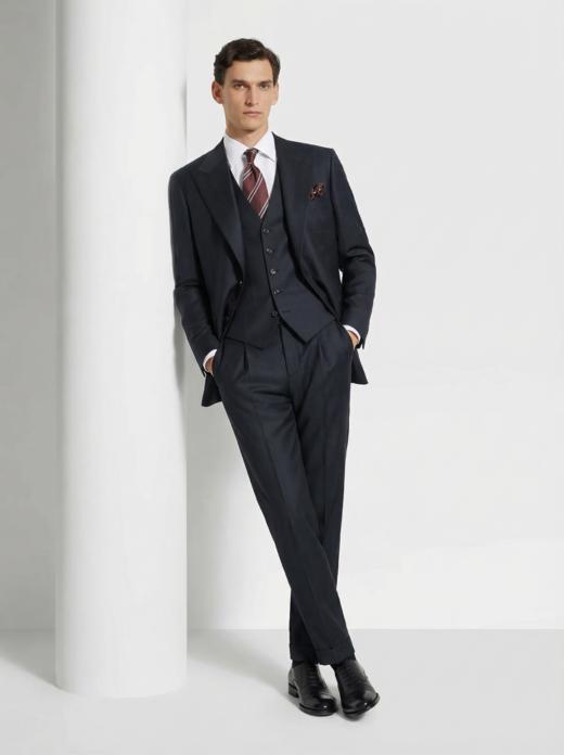 Dormeuil 多美 Amadeus 藏蓝色暗亲王格全麻衬西装套装 商品图0