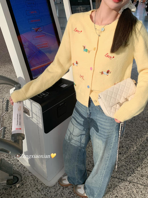 <曾小咸推荐>2.6现货秒杀 ！微信超特价！绣花小狗系扣毛衣开衫 日常189.99 立减100 秒杀89.99！！ 商品图7