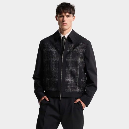 DSQUARED2 男士格纹图案牛仔外套 黑色 S74AM1681 S40320 900 商品图2