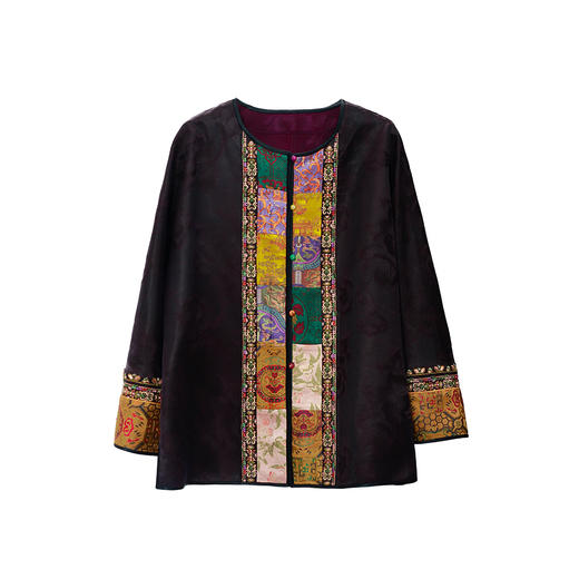 【咕咕同款】NANSONGSILK/NS新中式【金玉堂】香云纱圆领高级新中式宽松刺绣长袖外套M1D539735X南宋 商品图6