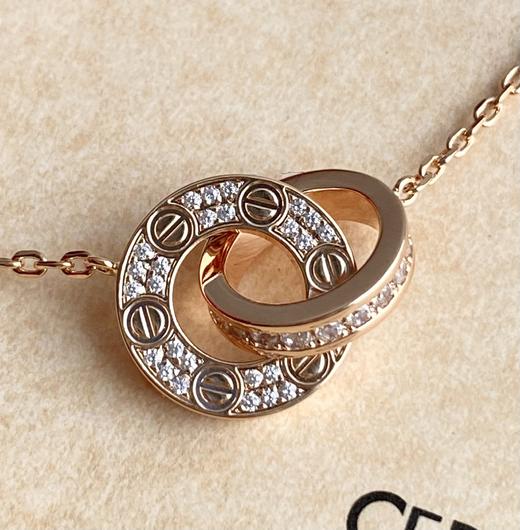 独家对版CNC数控精雕 精工高定 卡地亚Cartier love双环项链 环环相扣、寓意爱情永不分离！随意搭配、超级百搭！ 商品图4