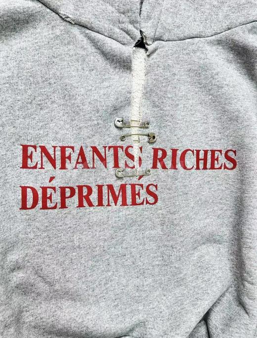 男款做旧撕破别针装饰宽松连帽卫衣hu 商品图2