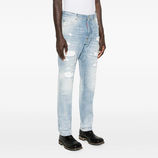 DSQUARED2 男士字母徽标贴片休闲牛仔裤 浅蓝色 S74LB1882 D30011 470 商品图2