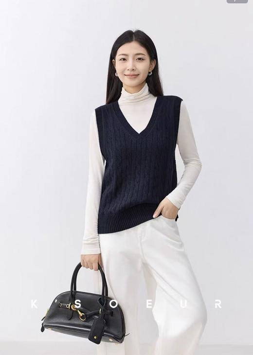 「任选2件立减20元 拉夫风减龄马甲系列！精选澳洲美丽诺羊毛 AVANN 羊毛马甲扭花马甲深V背心 商品图7