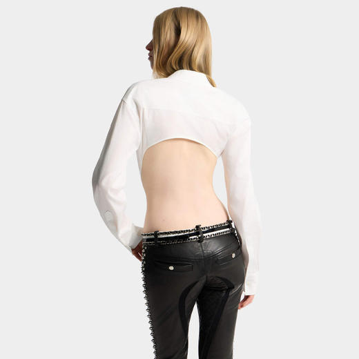 DSQUARED2 女士混纺棉质深V领长袖衬衫 白色 S72DL0779 S44131 100 商品图3