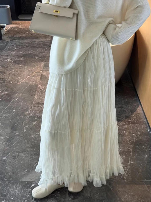 简约净色气质百褶长半裙-纪念日百货门店同款169445646 商品图8